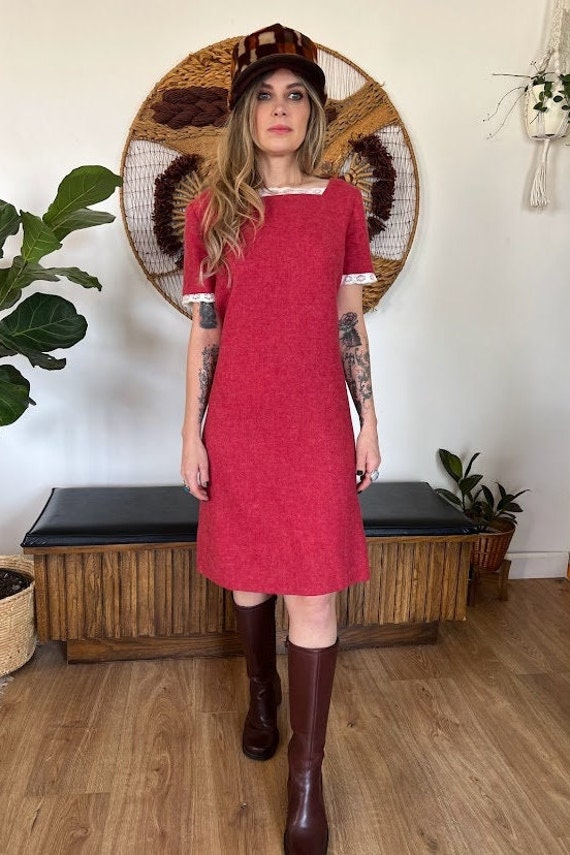 Vintage 1960s Wool Shift Dress