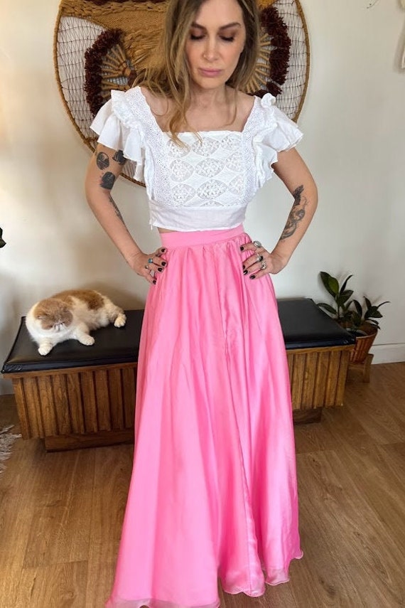 Vintage High Waist Flare Maxi Skirt - image 1