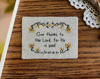 Simple Bible Verse Cross Stitch Pattern Bible Verse Give Thanks Cross Stitch Christian Cross Stitch Thanksgiving Cross Stitch PDF Pattern