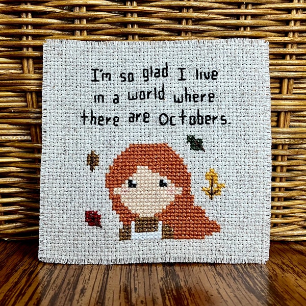 Anne of Green Gables Octobers Quote Cross Stitch Anne of Green Gables Cross Stitch Pattern Fall Cross Stitch PDF Cross Stitch Pattern