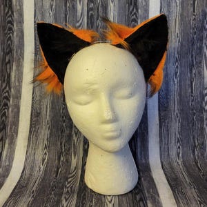 Cat Ear Headband - Black and Orange