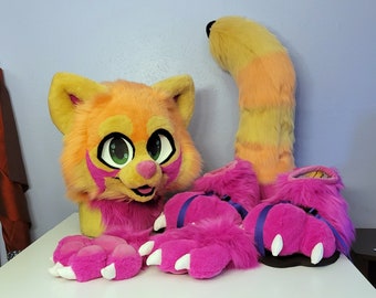 Pink Red Panda Fursuit Costume Partial