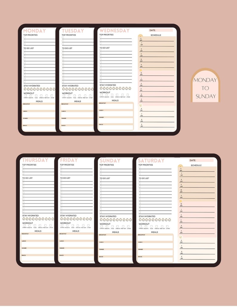 Daily Digital Planner Portrait for Goodnotes, Notability, Neutral Theme, To Do List, Checklist, Undated image 2