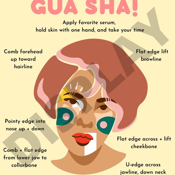 Gua Sha Guide, Skincare, Self Care Print, Skin care cheat sheet