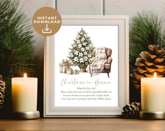 Weihnachten im Himmel Gedicht, was tun sie tun, speichern Sie einen Stuhl Erinnerung Boho-Wand-Dekor, sofortiger Download, Gedenkstätte Andenken Geschenk, Mama
