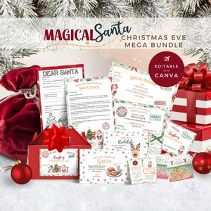 Santa Wishlist Letter Bundle, Nice list, Letter from Santa, Editable Download Printable Template, Special Delivery Christmas Eve Box, Custom