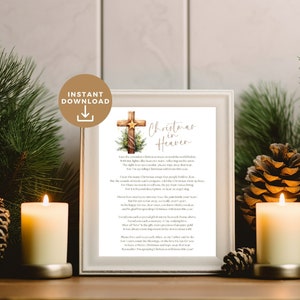 Poema de Natal no Céu para Imprimir, Com Jesus Este Ano, Citação de Lembrança, Download Digital Instantâneo, Placa Memorial como Presente de Lembrança, Neutro