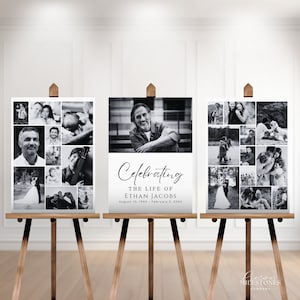 Celebration Of Life | Memorial Board | Collage Poster | Easel Display | Funeral Welcome Sign Bundle | Photo Memorial Sign | Memorial Poster
