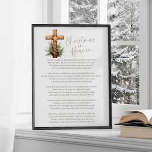 Poema imprimible de Navidad en el Cielo, con Jesús este año, cita conmemorativa, descarga digital instantánea, letrero conmemorativo como recuerdo, neutro