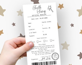 Editable Tooth Fairy Receipt | Editable Tooth Fairy Letter | Realistic Tooth Fairy Letter | First Tooth Lost | Printable Certificate | TF01