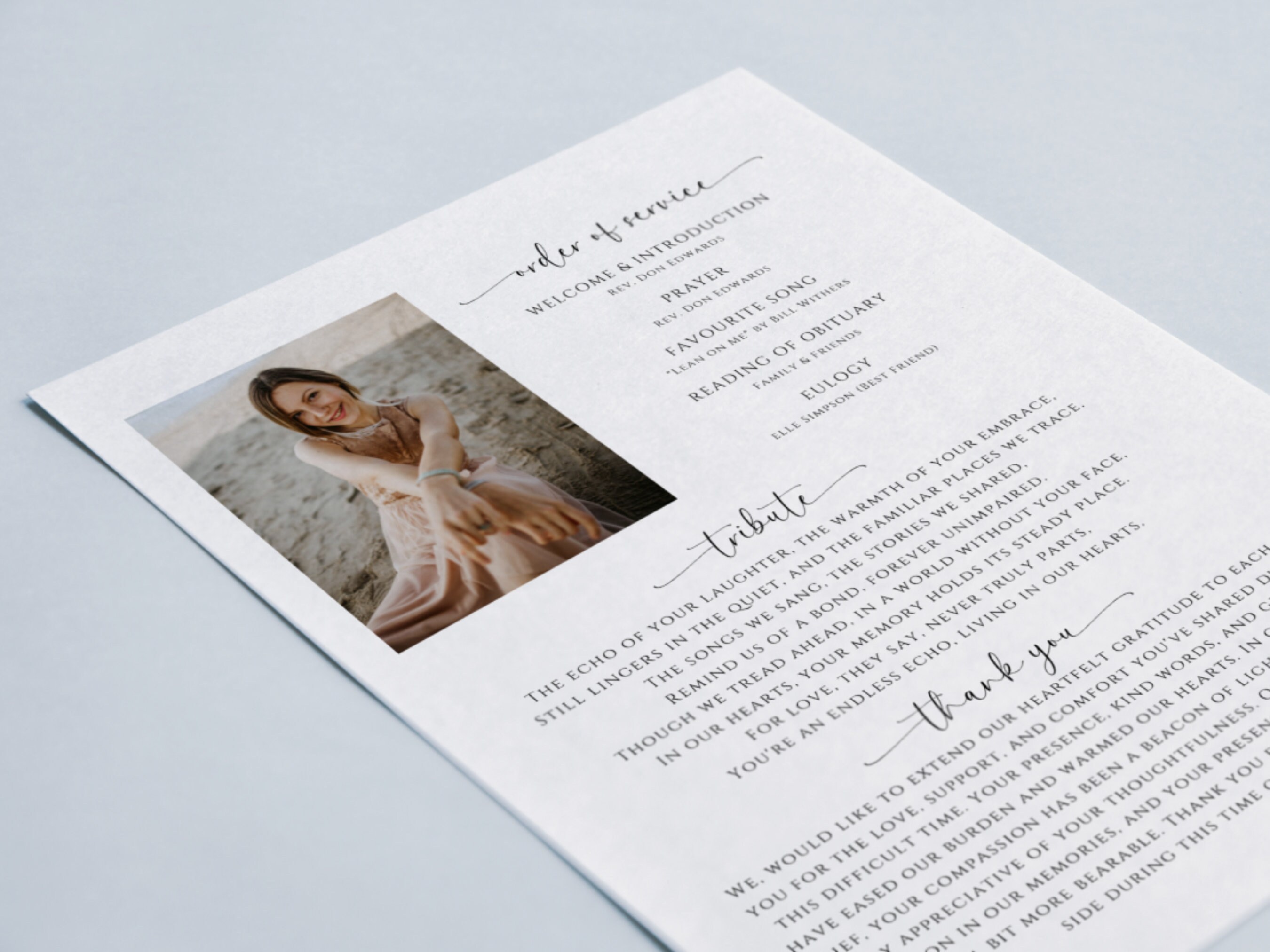 Double Sided Funeral Program Template, in Our Hearts Memorial Program ...