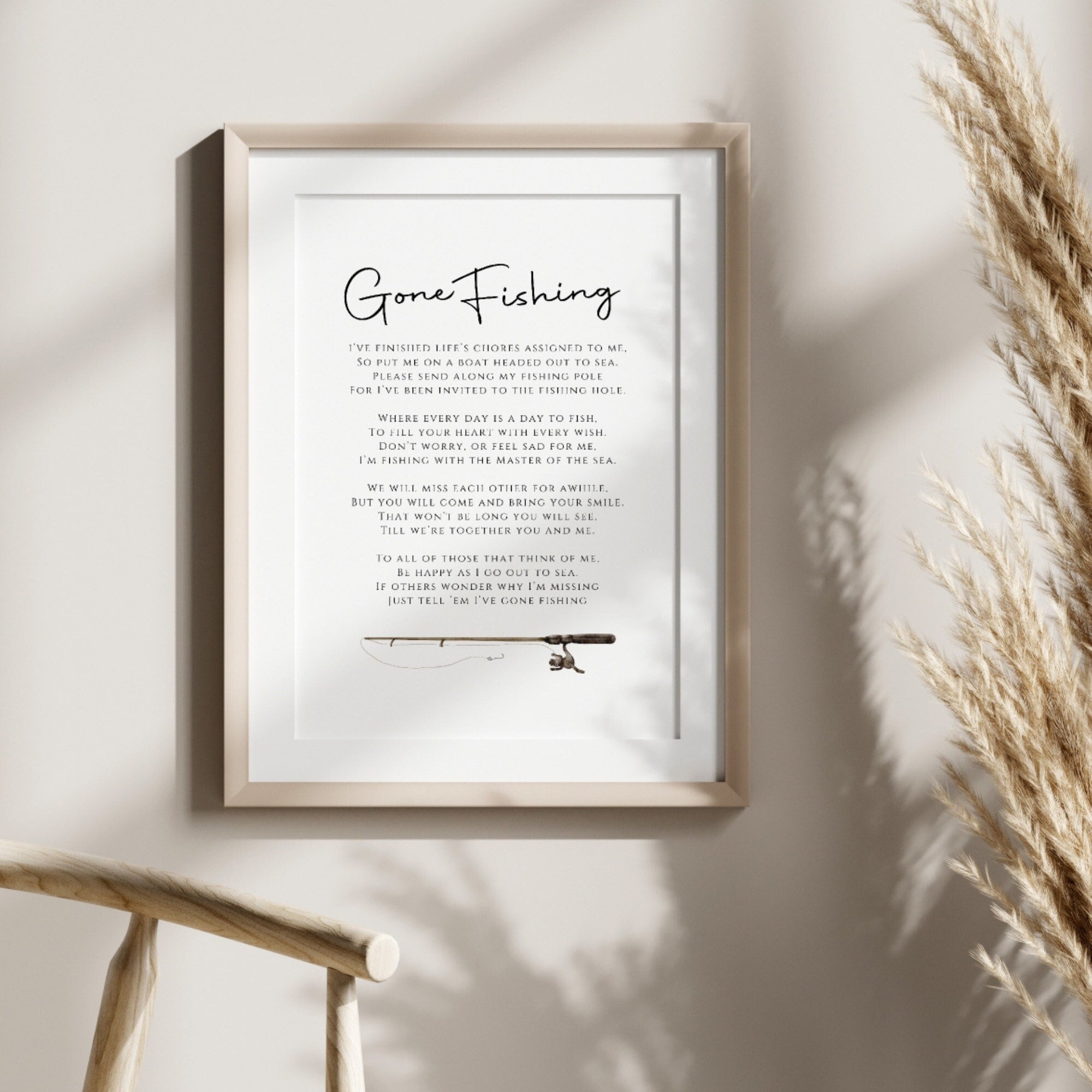 Memorial Sign Fishing, Gone Fishing Funeral Poem, Keepsake for Fisherman,  Dad, Brother, Husband, Minimalist Simple Decor, Gift for Grieving - Etsy  Israel, image size:2000x2000