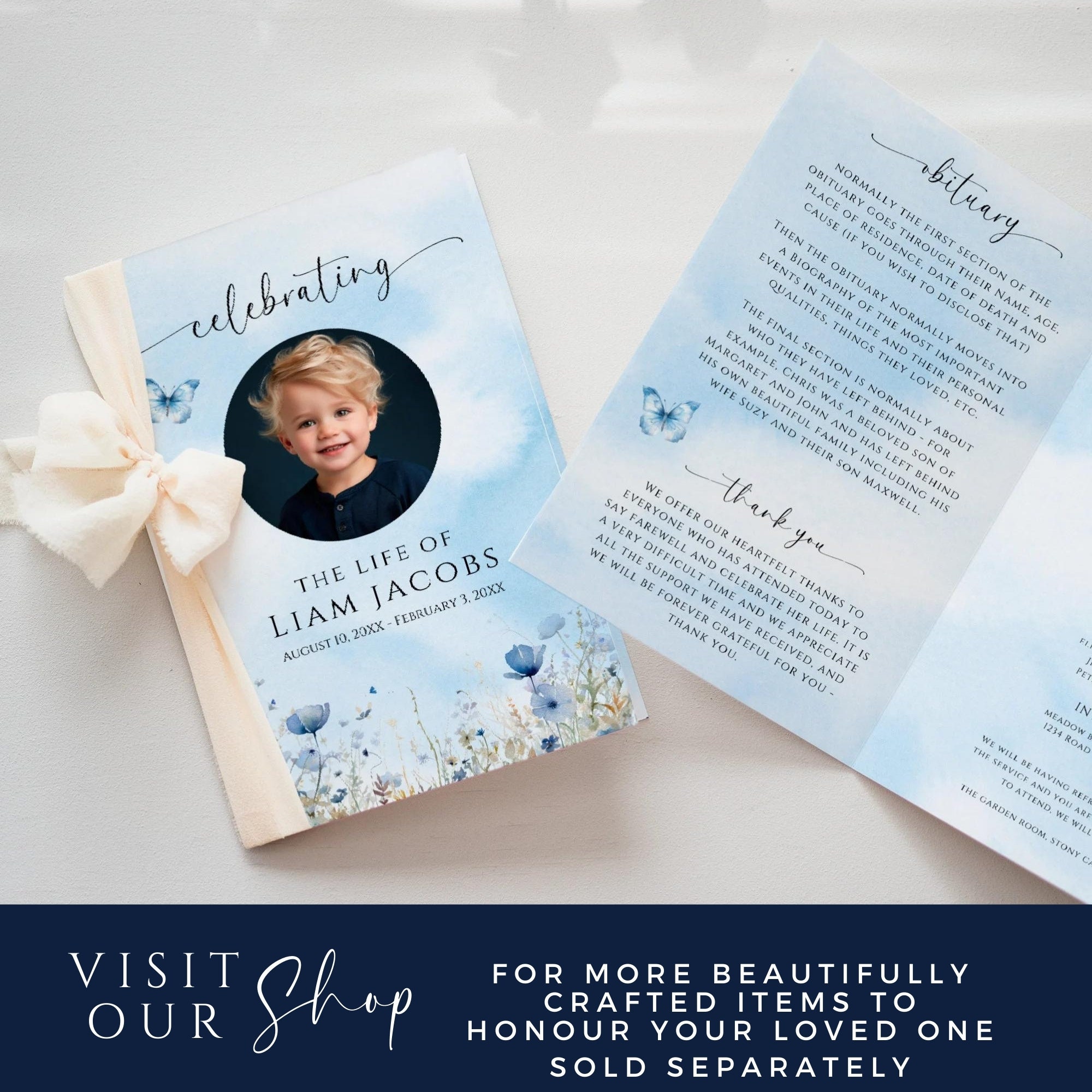 Funeral Template for Baby Boy, Celebration of Life Invitation, Service ...