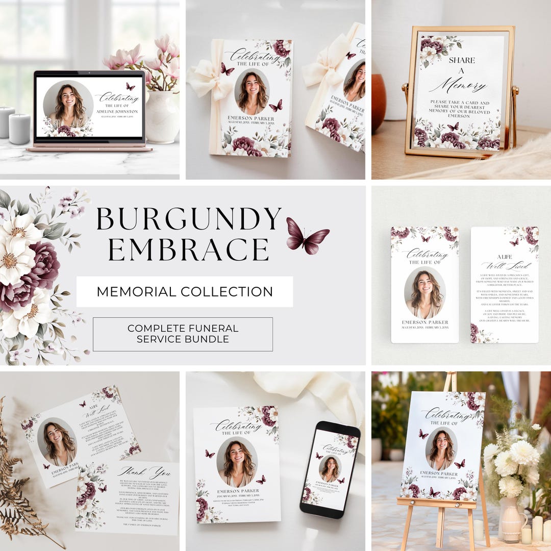 Funeral Bundle Flowers, Editable Celebration of Life Templates ...