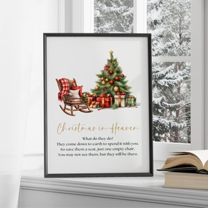 Afdrukbaar Christmas In Heaven-gedicht, wat doen ze, Save a Chair herdenkingscitaat, digitale Instant Download, Memorial Card aandenken cadeau