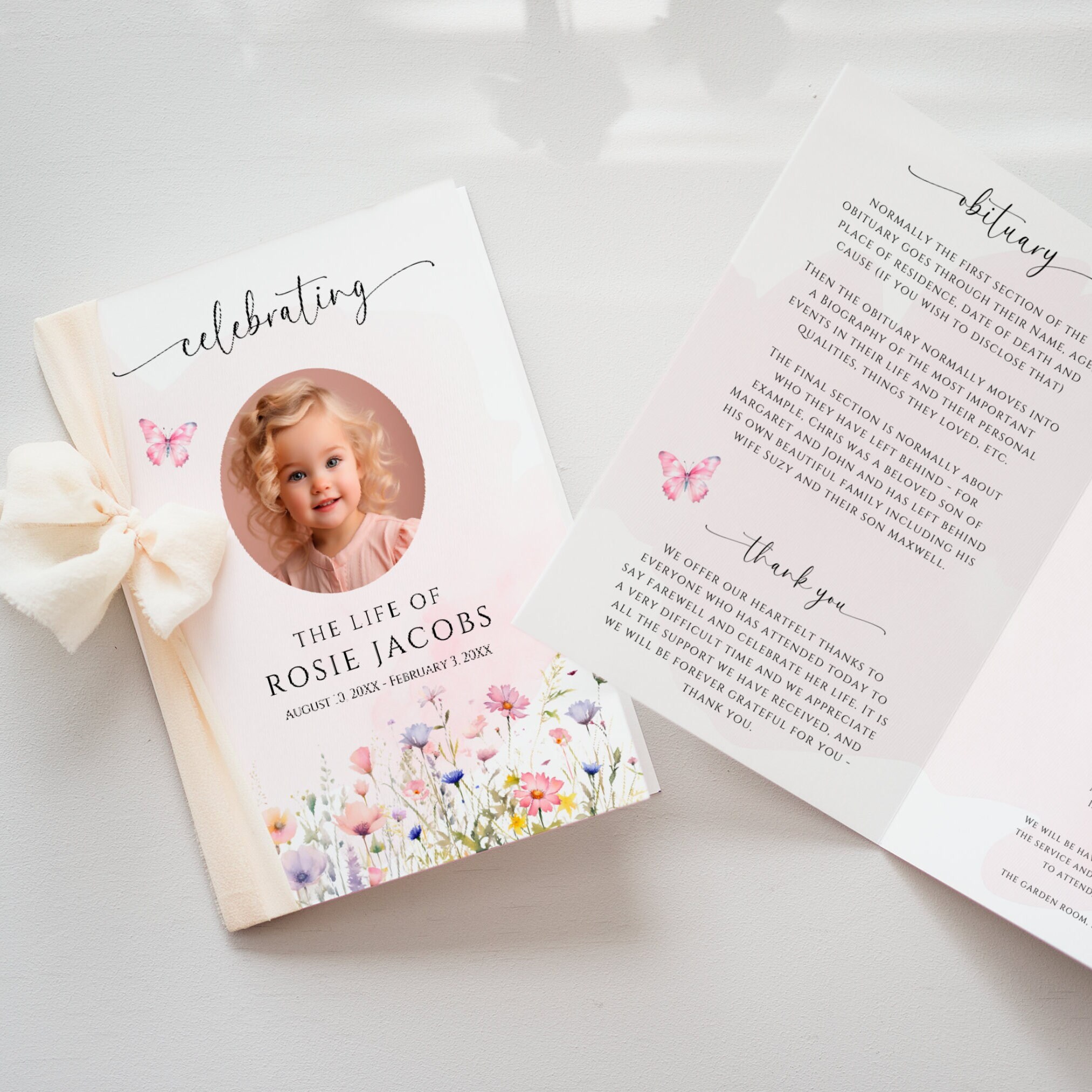 Baby Child Funeral Program Editable Template Celebrating The Life Of 
