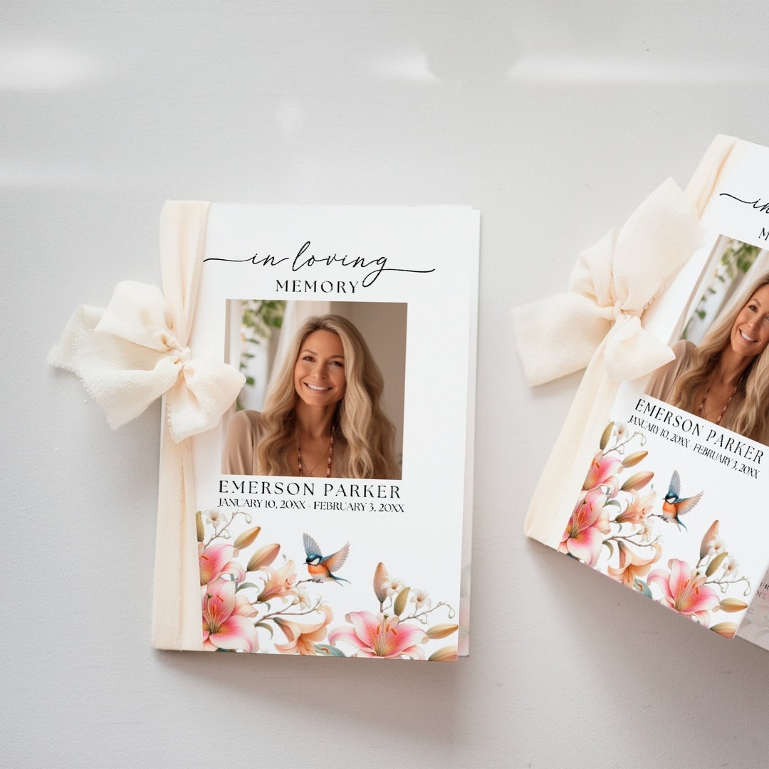 Funeral Program Birds, Editable Template, Celebrating the Life Of ...
