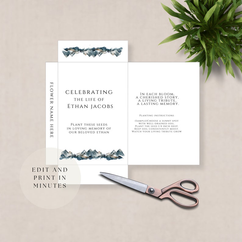 Funeral Seed Packets Custom, Printable Funeral Flower Favor Keepsake Editable Template, Memorial ...
