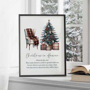 Afdrukbaar Christmas In Heaven-gedicht, wat doen ze, Save a Chair herdenkingscitaat, digitale Instant Download, Memorial Card aandenken cadeau