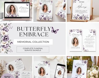 Tarjeta De Agradecimiento Funeraria De Mariposa Con