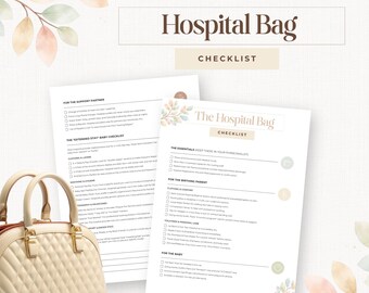 Hospital Bag Checklist Printable, Birth Packing List, Pregnancy Prep, New Mom, Labor Delivery Planner