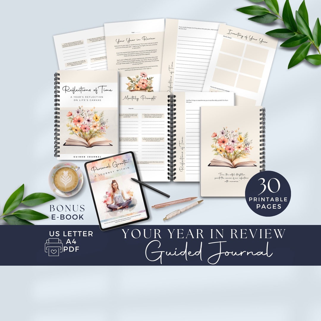 Year in Review Planner, Printable Vision Board Sheet PDF, Reflection ...