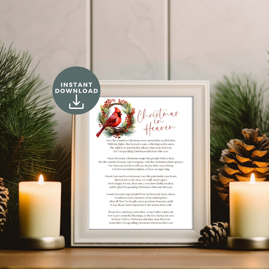 Printable Christmas in Heaven Poem, With Jesus This Year, Remembrance