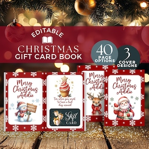 Weihnachtsgeschenkkartenbuch für einen Teenager, bearbeitbare druckbare Vorlage, personalisierte Geschenke für Jugendliche, Kinder, Erwachsene, DIY zum Selbstbauen, rot