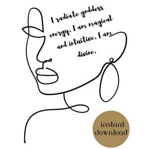 Radiate Goddess Energy PNG | Digital Print | Line Art | Positive Affirmations