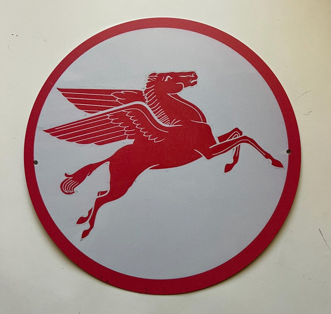 Mobilgas 7.5" Rustic Round Metal Sign Man Cave Tin Sign Wall Decor for ...