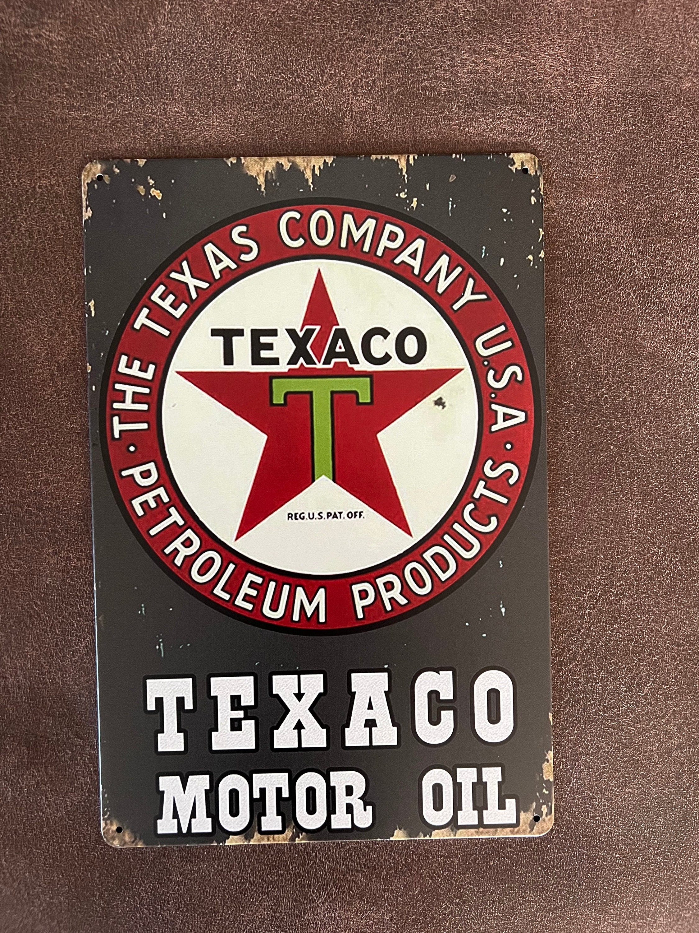 Texaco Motor Oil Tin Metal Sign Man Cave Decor Garage Gifts for Men ...