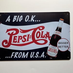 Pepsi Tin Metal Sign Man Cave Decor Bar Garage Shop Gifts for Men Pepsi Wall Decor for Garage Rustic Vintage Style  11.75&quot;X7.75&quot; Rectangle