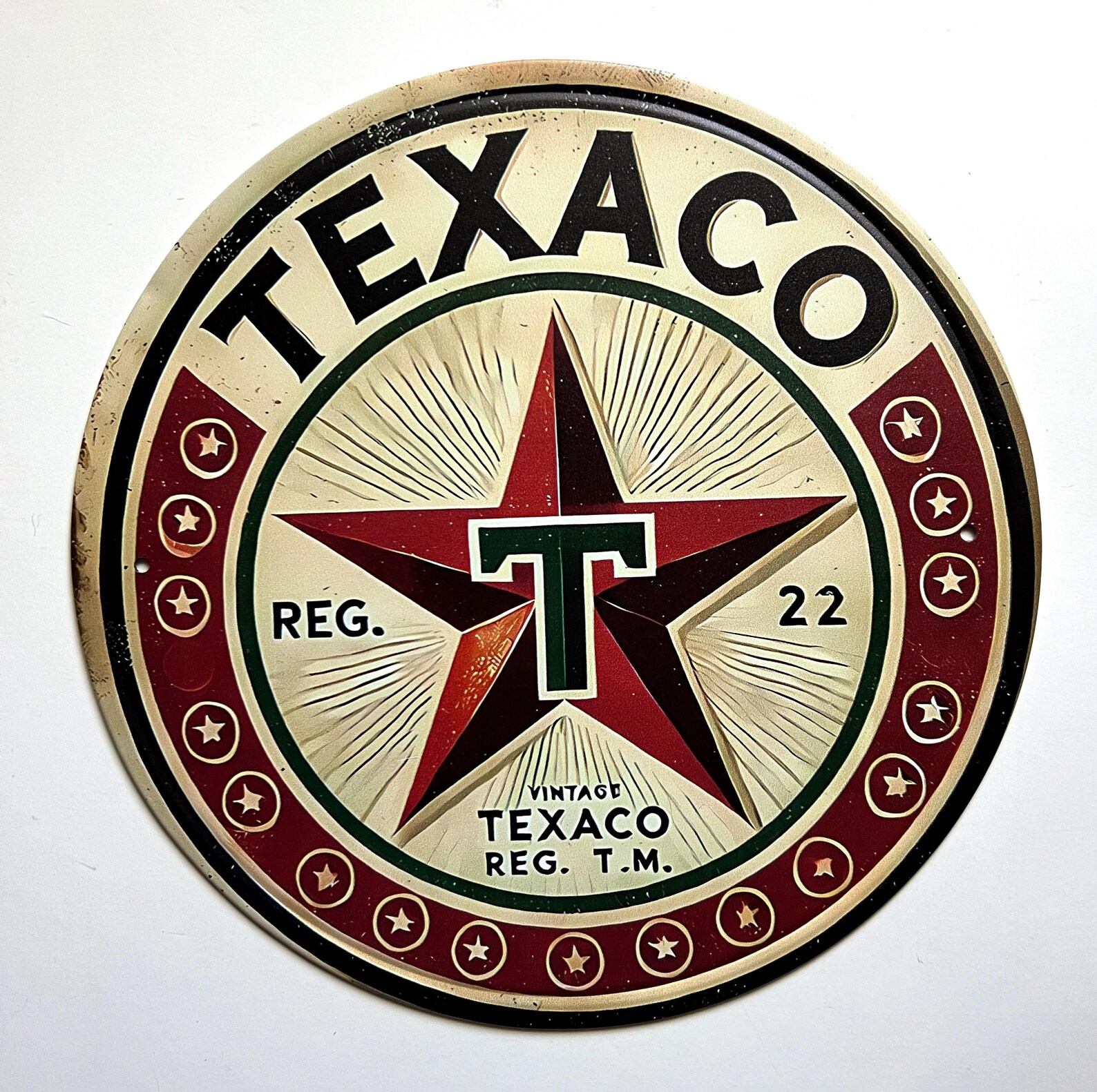 8" Texaco Rustic Round Metal Sign Man Cave Tin Sign Garage Sign Gifts ...