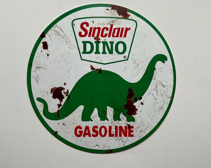 8" Dino Sinclair Gasoline Sign Opaline Motor Oil Gas Station Mancave ...