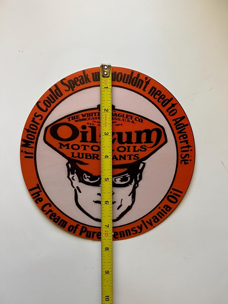 Oilzum Oil 8" Rustic Round Metal Sign Man Cave Tin Sign Garage Sign ...
