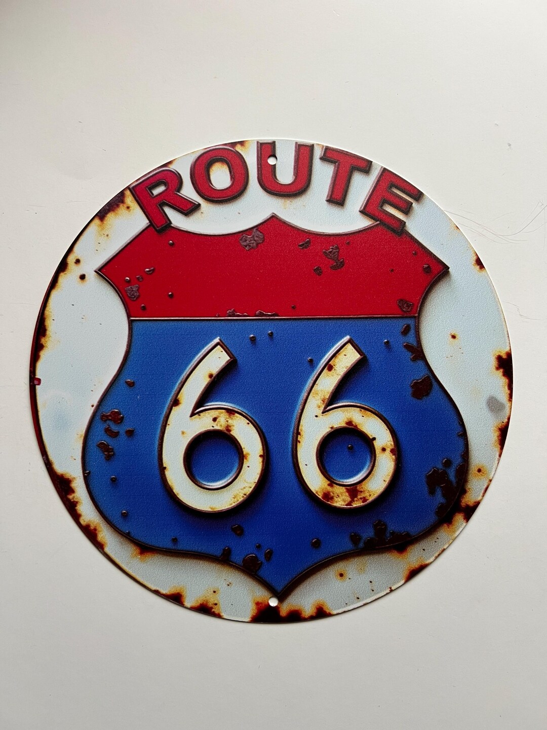 Route 66 Rustic Round Metal Sign 8" Man Cave Tin Sign Garage Sign Gifts ...