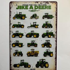 Green Tractor Poster Tin Metal Sign Farm Art Wall Decor for Farmhouse Garage Rustic Vintage Style 12&quot;x8&quot; Kitchen Art Gifts for Dad Garden