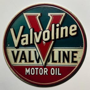 8&quot; Round Valvoline Motor Oil Gas Nostalgic Metal Sign Garage Shop Vintage Style Metal Wall Decor Blue Red Decor Boys Room Gifts for Dad