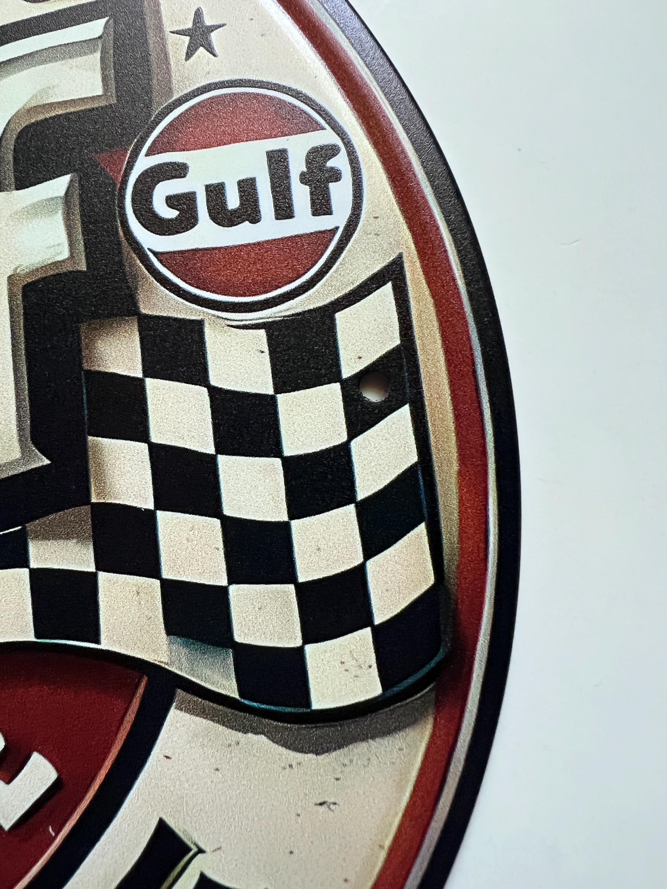 8" Gulf Oil Logo Gasoline Metal Sign Motor Oil Gas Station Mancave ...