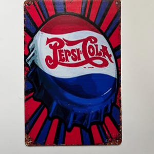 Pepsi Cola Letrero de metal para decoración de garaje, regalos para hombres, decoración de pared para garaje, letrero de soda, estilo rústico vintage, 11.75 x 7.75 pulgadas, rectangular, Pepsi