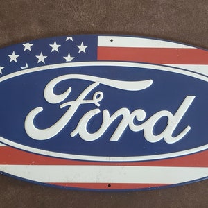Ford Metal Stars and Stripes Sign Motor Oil Gas Station Mancave Decor Tin Sign  Rustic Garage Shop