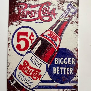 Pepsi Cola Tin Metal Sign Decor Garage Gifts for Men Wall Decor for Garage Soda Sign Rustic Vintage Style 11.75"X7.75" Rectangle Pepsi