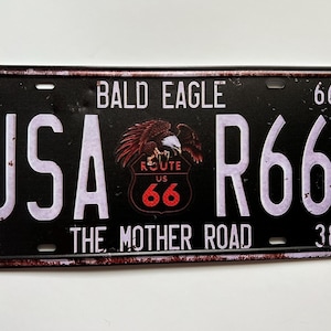 Placa de carro da Rota 66 Placas da Rota 66 Placas de garagem para homens Placas de transporte Decoração de parede para caverna do homem Decoração de quarto Placas dos EUA Placa para carro 12"x6