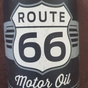 Route 66 Motor Oil Half Oil Can Metal Wall Decor Mancave Garage Shop Bar Toolshed