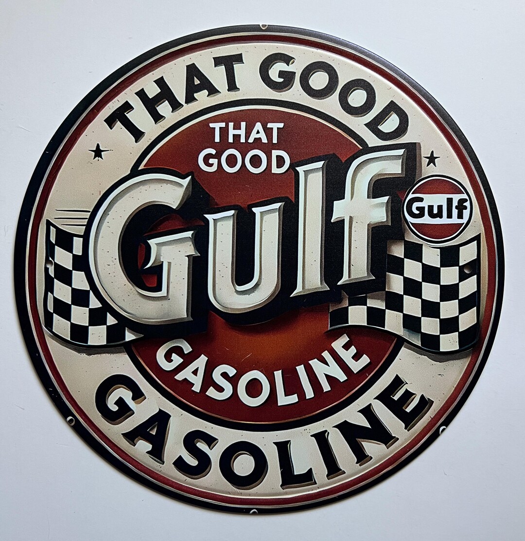 8" Gulf Oil Logo Gasoline Metal Sign Motor Oil Gas Station Mancave ...