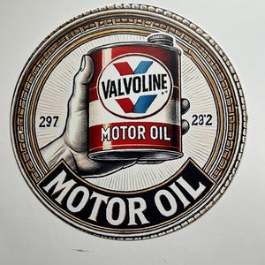 8&quot; Round Valvoline Motor Oil Gas Metal Sign Mancave Garage Shop Vintage Style Metal Wall Decor Blue Red Decor Boys Room Gifts for Dad