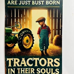 Boys and Tractors Poster Tin Metal Sign Farm Art Wall Decor for Farmhouse Garage Rustic Vintage Style 12&quot;x8&quot; Tractor Art Garden Country Boy