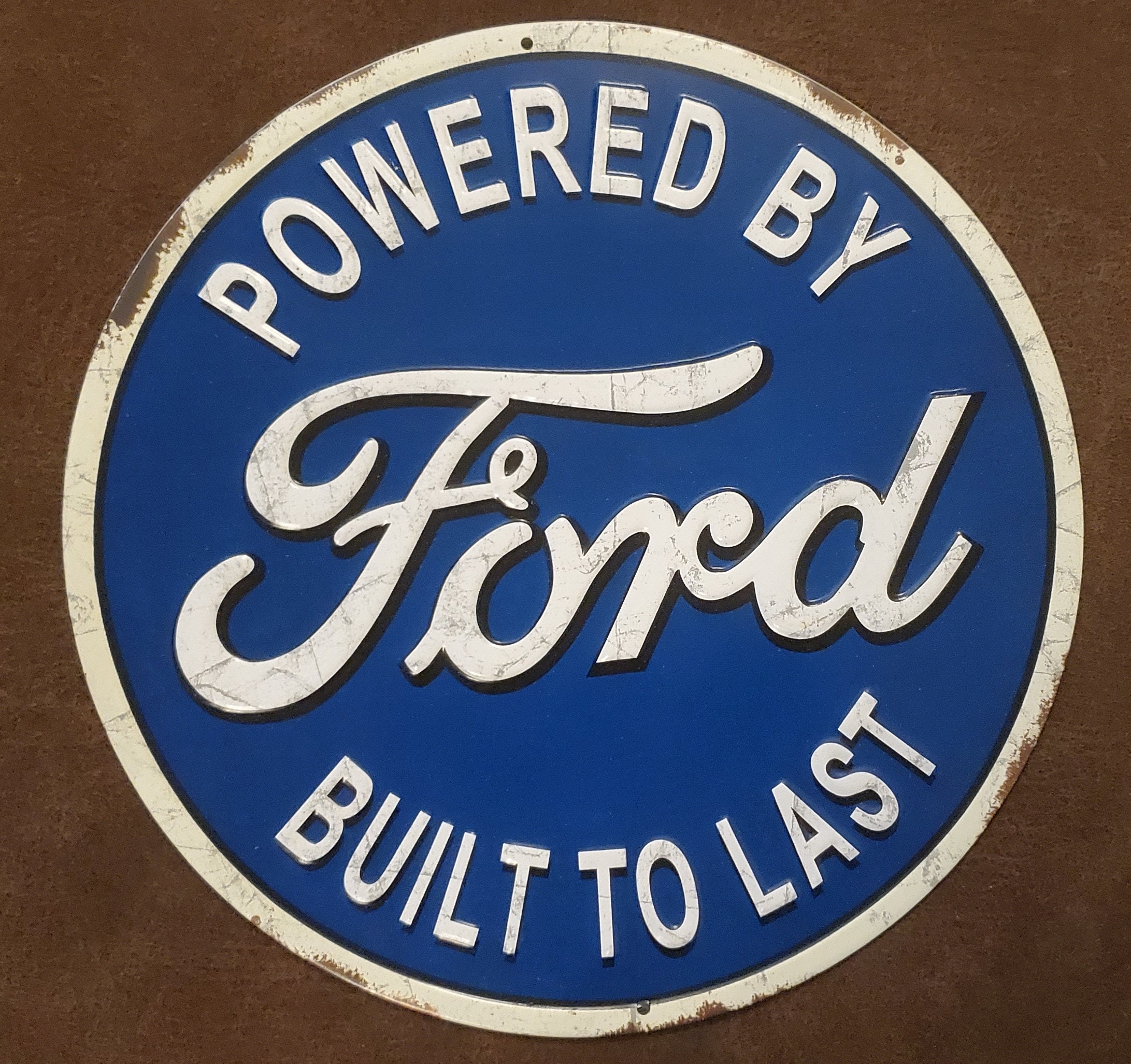 Powered by Ford Built to Last Sign Motor Oil Gas Station Mancave Decor ...