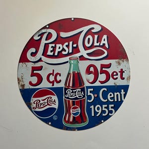 8&quot; Round Pepsi Cola Tin Metal Sign Pepsi Decor Garage Wall Decor for Garage Rustic Vintage Style Sign Soda Pop Birthday Gifts for Soda Lover