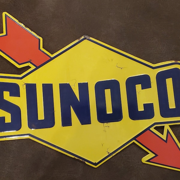 Sunoco Gasoline Metal Sign Motor Oil Gas Station Mancave Decor Tin Sign Rustic Garage Shop Embossed